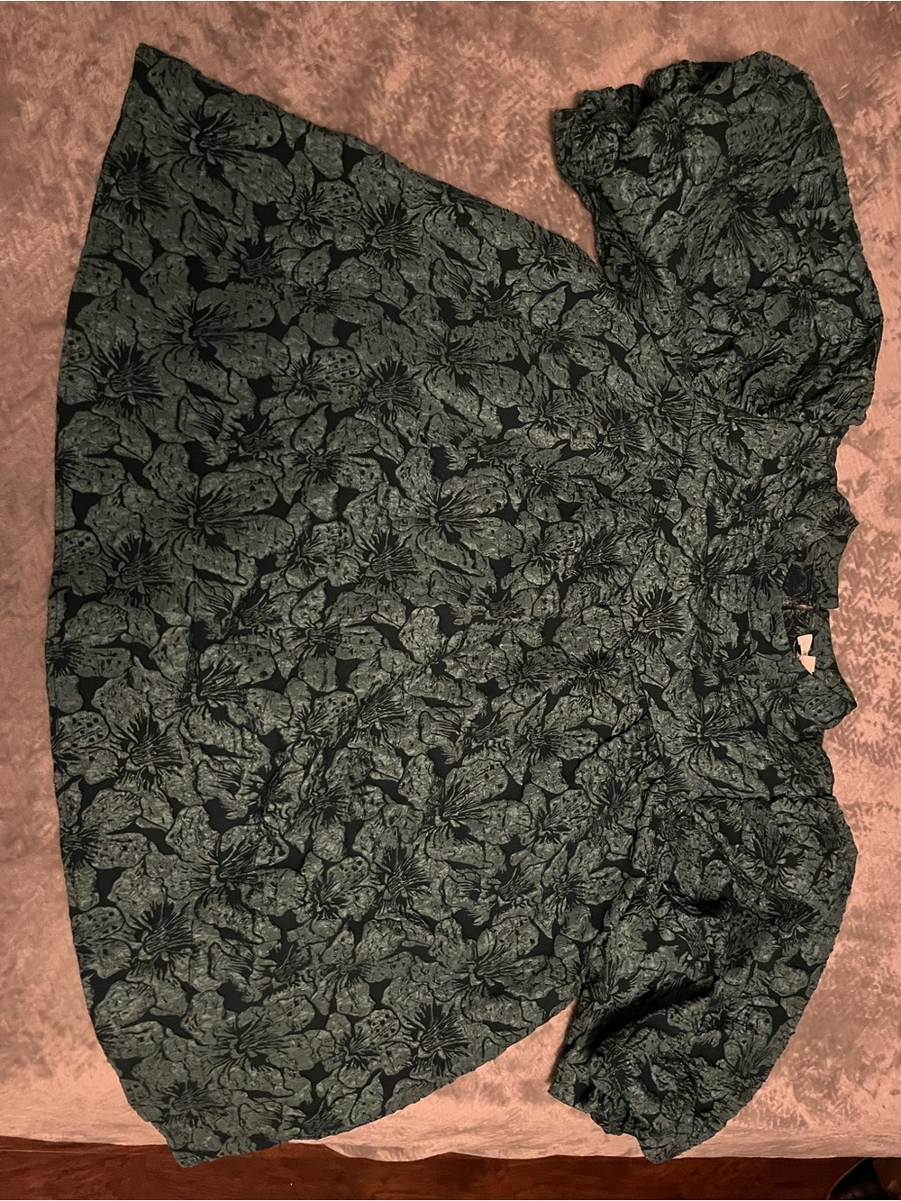 Deep Green Floral Embossed Blouse